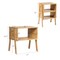 Costway Set of 2 Bamboo Nightstand Stackable Sofa Table Bedside Table with Storage Shelf